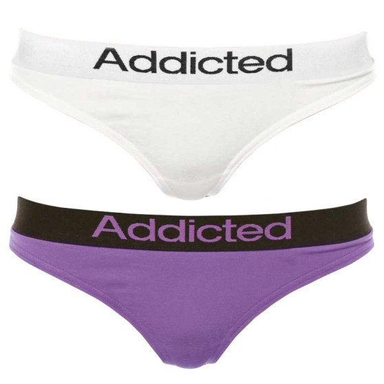 2PACK dames string  wit paars Addicted