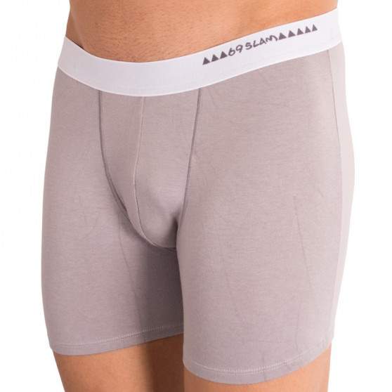 Herenboxershort 69SLAM fit bamboe effen grijs