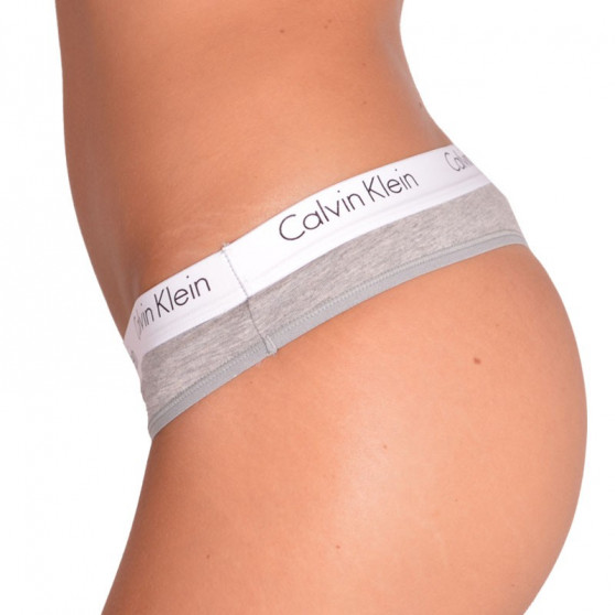 2PACK dames string Calvin Klein grijs (QD3583E-020)