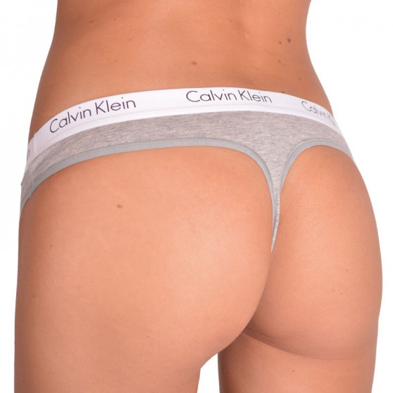 2PACK dames string Calvin Klein grijs (QD3583E-020)