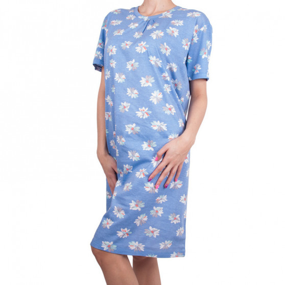 Nachtjapon Molvy blauw met bloemen