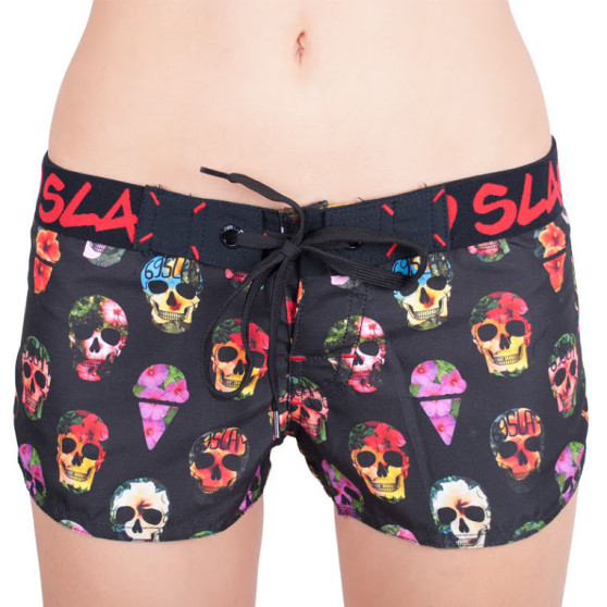 Dameszwembroek 69SLAM short hibiscus schedel zwart