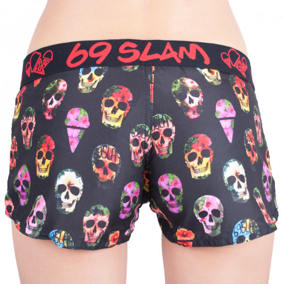 Dameszwembroek 69SLAM short hibiscus schedel zwart