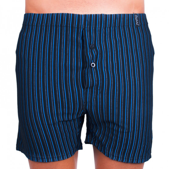 2PACK Herenboxershort Molvy zwart met blauwe en rode strepen (KP-033-BBU)