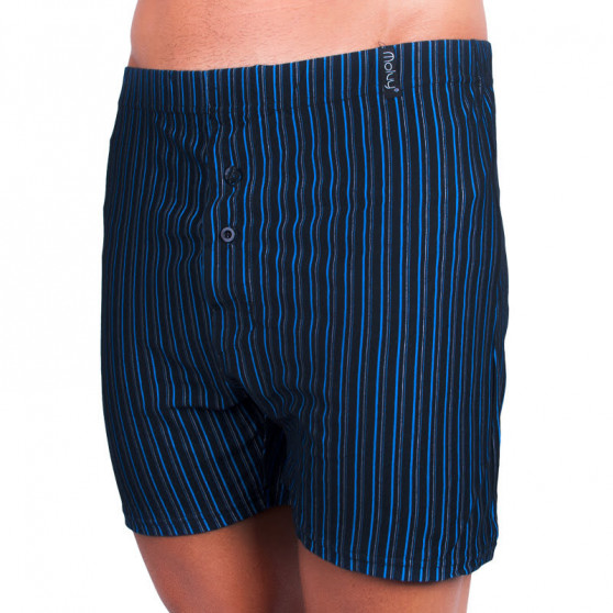 2PACK Herenboxershort Molvy zwart met blauwe en rode strepen (KP-033-BBU)