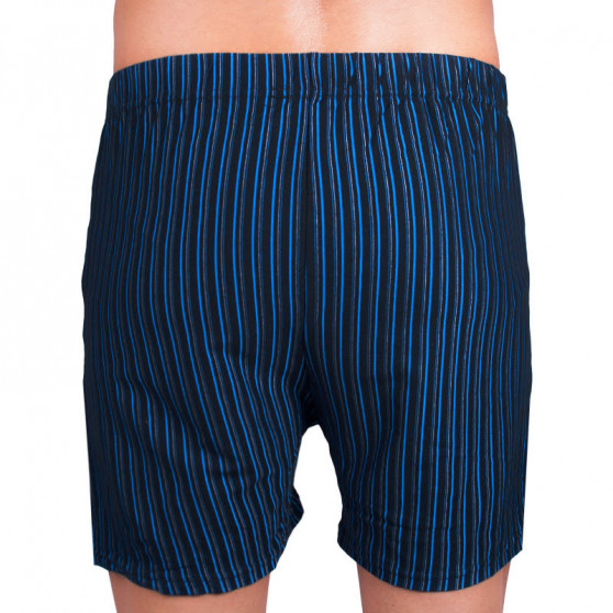 2PACK Herenboxershort Molvy zwart met blauwe en rode strepen (KP-033-BBU)