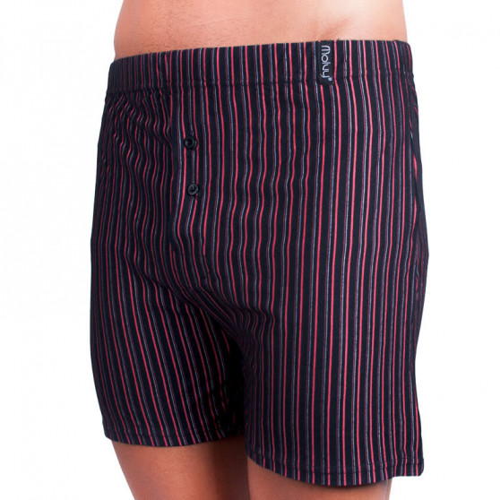 2PACK Herenboxershort Molvy zwart met blauwe en rode strepen (KP-033-BBU)