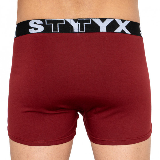 Herenboxershort Styx sport elastisch oversized bordeauxrood (R1060)