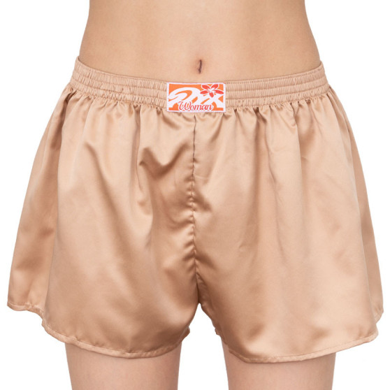 Damesboxershorts Styx satijn klassiek elastisch bruin (L600)