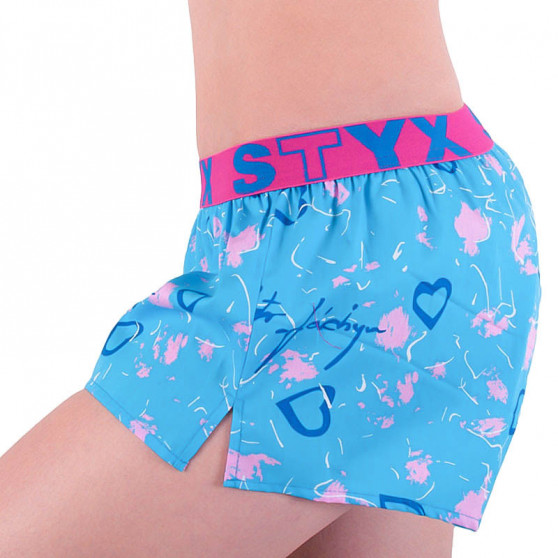 Damesboxershorts Styx kunst sport rubber lichtblauw hartjes (T756)