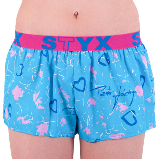 Damesboxershorts Styx kunst sport rubber lichtblauw hartjes (T756)