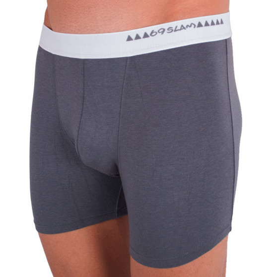 Herenboxershort 69SLAM fit bamboe effen donkergrijs