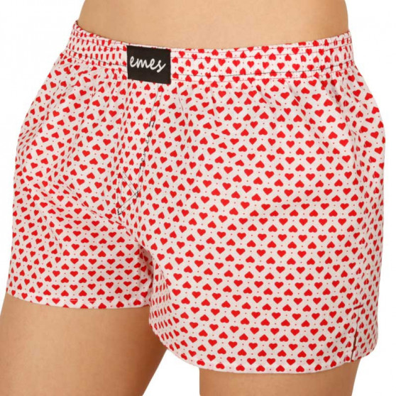 Damesboxershorts Emes wit met hartjes (007)