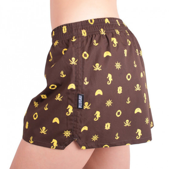 Damesboxershorts Infantia bruin met print DTKG9