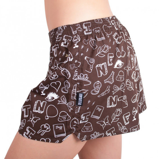 Damesboxershorts Infantia bruin met print DTKG11