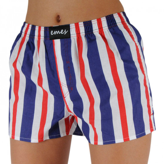 Damesboxershorts Emes strepen blauw, rood (035)