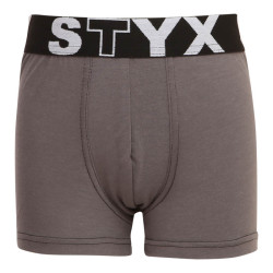 Kinderboxershort Styx sportelastiek donkergrijs (GJ1063)