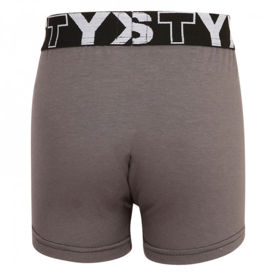 Kinderboxershort Styx sportelastiek donkergrijs (GJ1063)