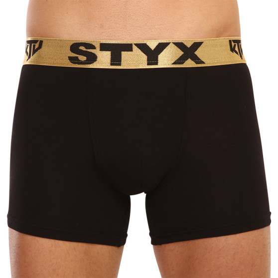 Herenboxershort Styx / KTV lang sportelastiek zwart - goud elastiek (UTZ960)