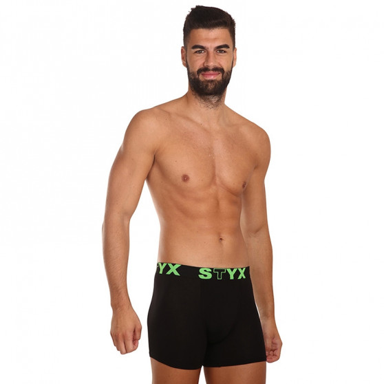 Herenboxershort Styx lang sport elastisch zwart (U962)