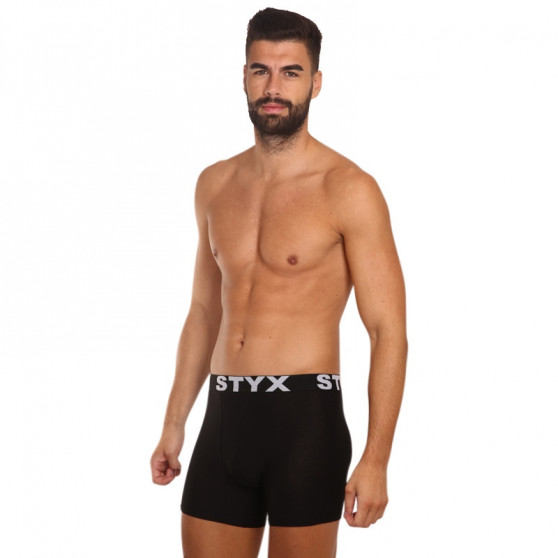 Herenboxershort Styx lang sport elastisch zwart (U960)