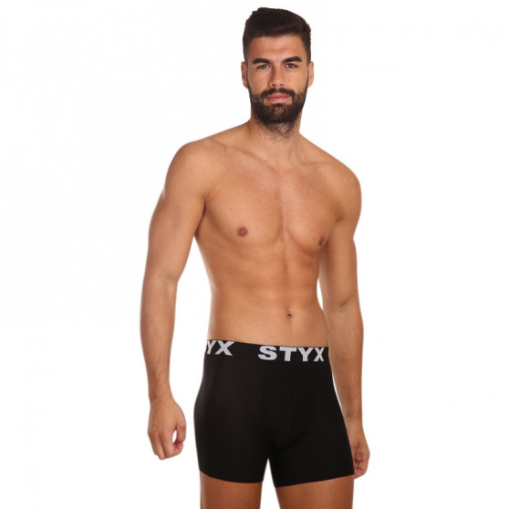 Herenboxershort Styx lang sport elastisch zwart (U960)