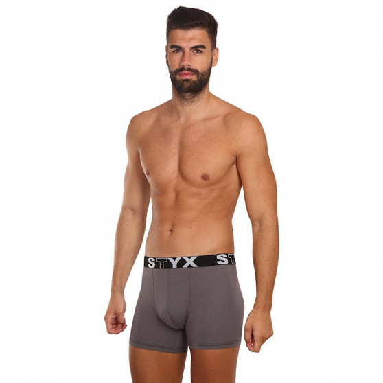 Herenboxershort Styx lang sportelastisch donkergrijs (U1063)