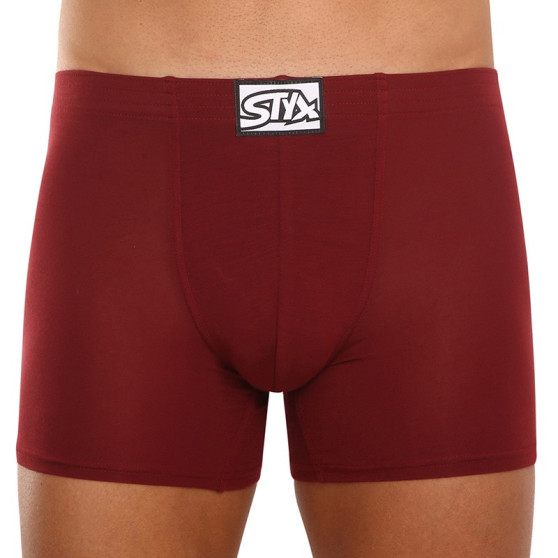 Herenboxershort Styx lang klassiek rubber bordeauxrood (F1060)