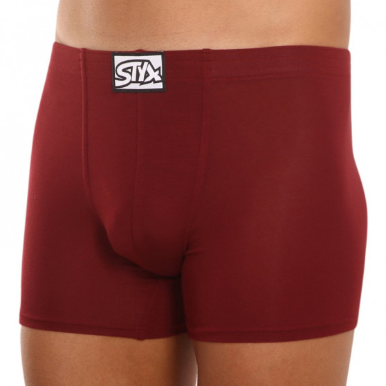 Herenboxershort Styx lang klassiek rubber bordeauxrood (F1060)