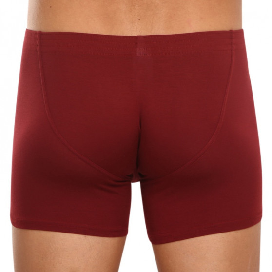 Herenboxershort Styx lang klassiek rubber bordeauxrood (F1060)