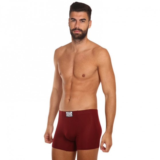 Herenboxershort Styx lang klassiek rubber bordeauxrood (F1060)