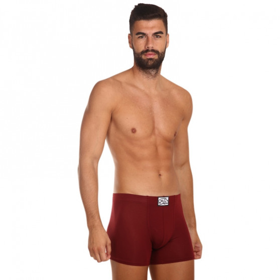 Herenboxershort Styx lang klassiek rubber bordeauxrood (F1060)