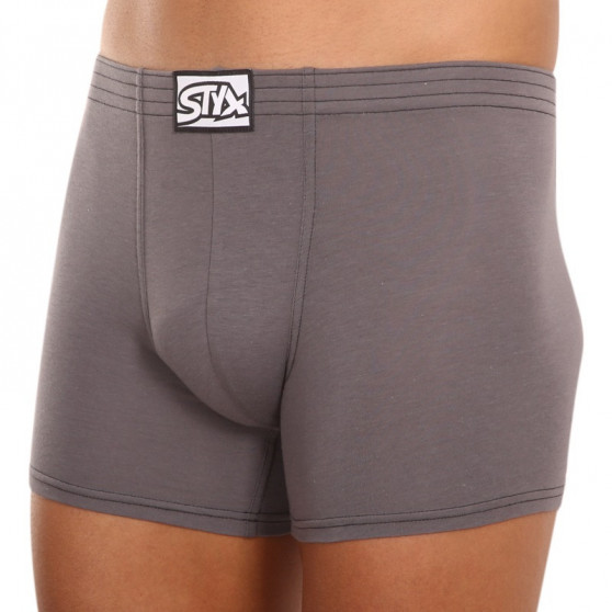 Herenboxershort Styx lang klassiek elastisch donkergrijs (F1063)