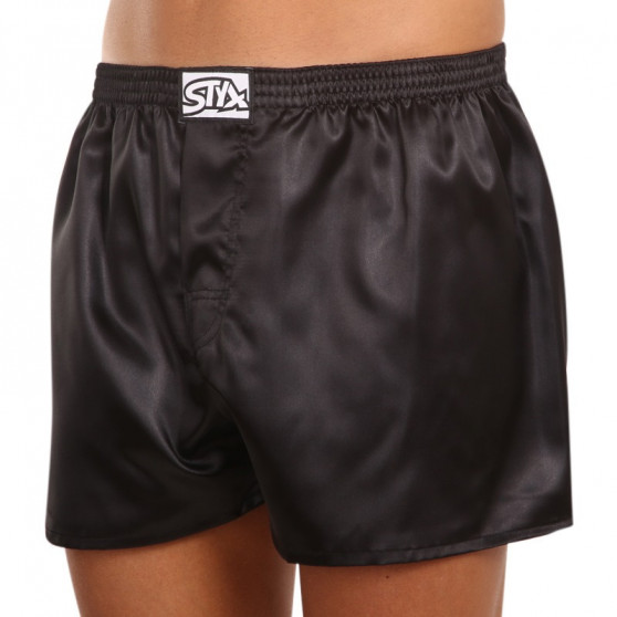 Herenboxershort Styx klassiek elastisch satijn zwart (C960)