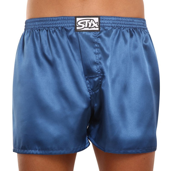 Herenboxershort Styx klassiek elastisch satijn donkerblauw (C664)