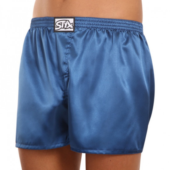 Herenboxershort Styx klassiek elastisch satijn donkerblauw (C664)