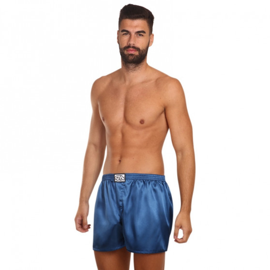 Herenboxershort Styx klassiek elastisch satijn donkerblauw (C664)