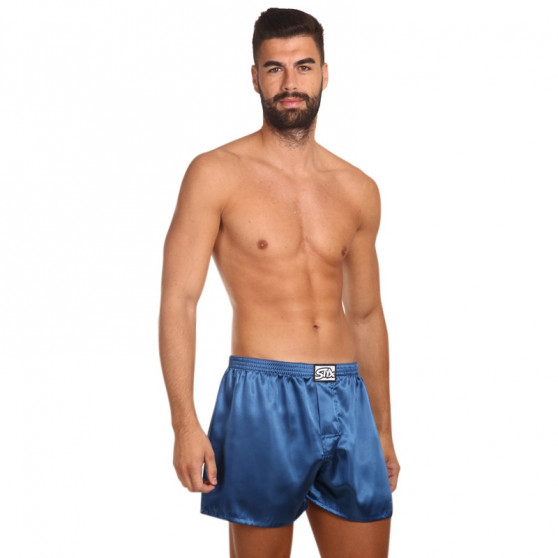 Herenboxershort Styx klassiek elastisch satijn donkerblauw (C664)