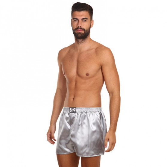 Herenboxershort Styx klassiek elastisch satijn donkergrijs (C1063)