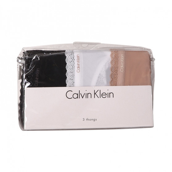 3PACK dames string Calvin Klein veelkleurig (QD3802E-FIY)