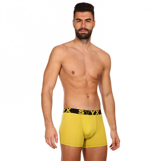 Herenboxershort Styx lang sportelastisch groen en geel (U1065)