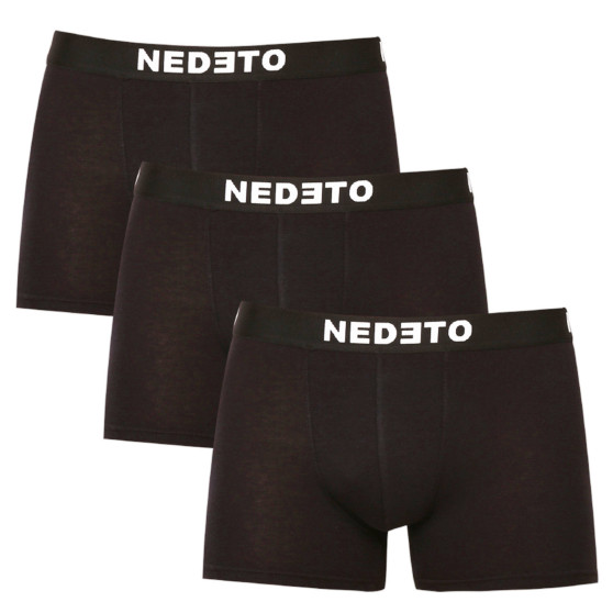 3PACK herenboxershort Nedeto zwart (3NDTB001-brand)