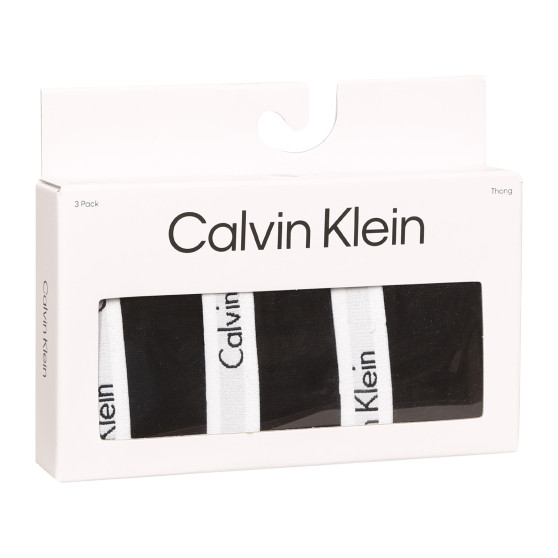 3PACK dames string Calvin Klein zwart (QD3587E-001)