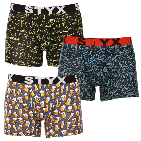 3PACK herenboxershort Styx lang kunst sport elastisch meerkleurig (3U12672)