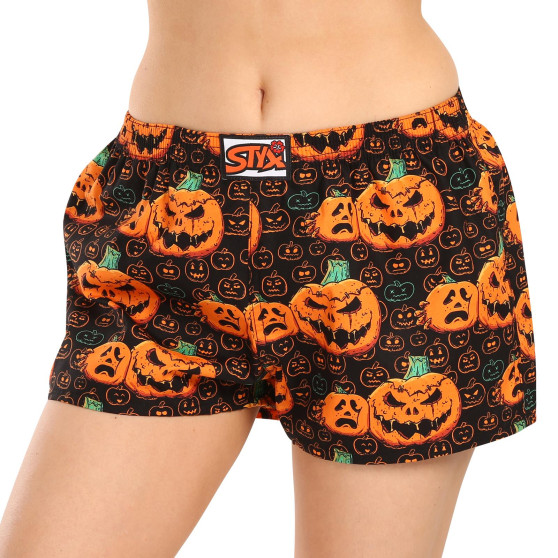 Damesboxershorts Styx kunst klassieke rubber Halloween pompoen (K1755)