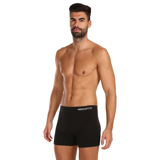 Herenboxershort Nedeto naadloos bamboe zwart (NDTB001S)