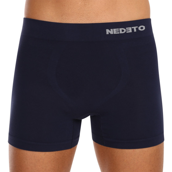 Herenboxershort Nedeto naadloos bamboe blauw (NDTB002S)