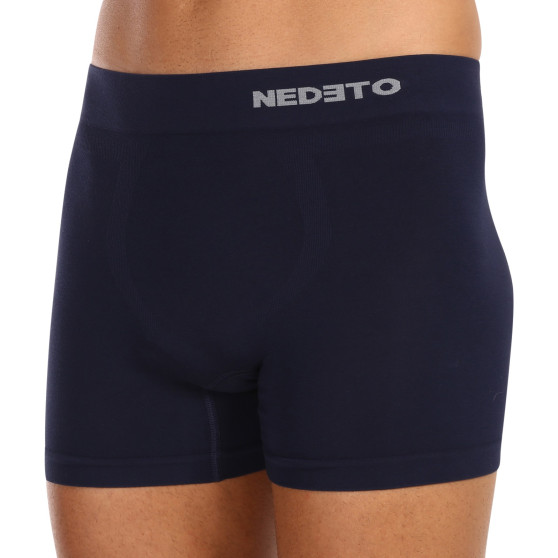 Herenboxershort Nedeto naadloos bamboe blauw (NDTB002S)