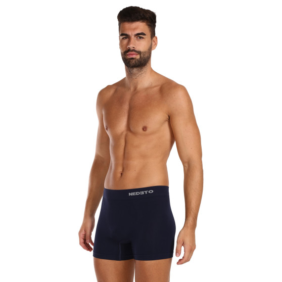 Herenboxershort Nedeto naadloos bamboe blauw (NDTB002S)