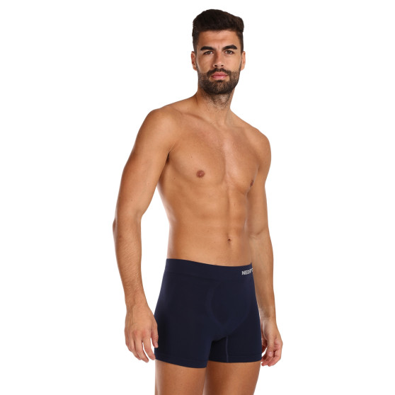 Herenboxershort Nedeto naadloos bamboe blauw (NDTB002S)